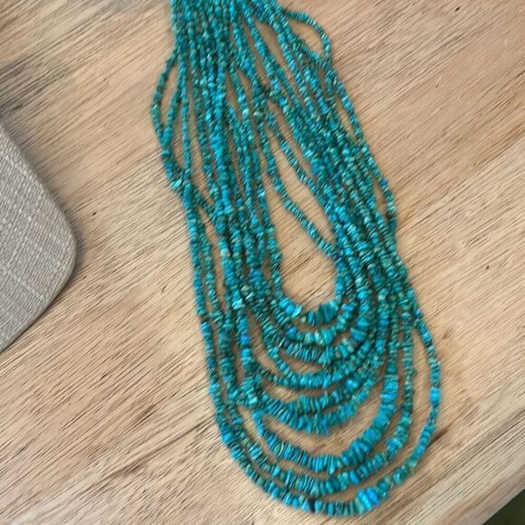 Jay King Dtr Desert Rose genuine turquoise 10 strand sterling silver clasp neckl - Picture 5 of 7